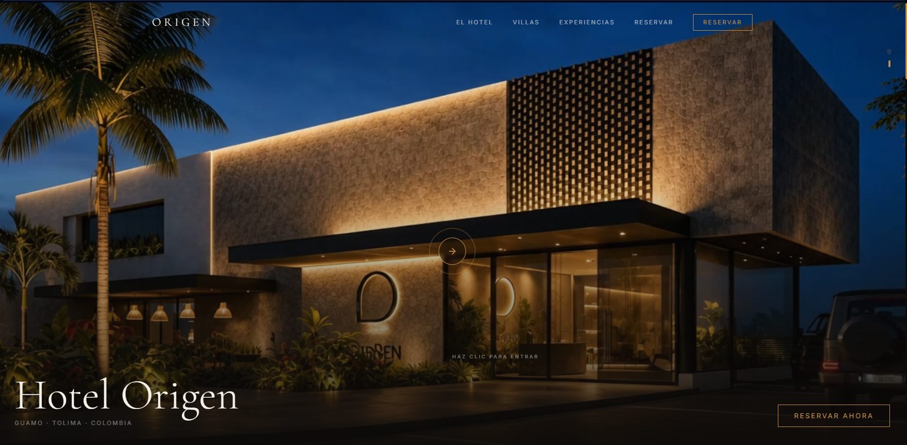Hotel Origen: a direct booking site for a luxury villa resort